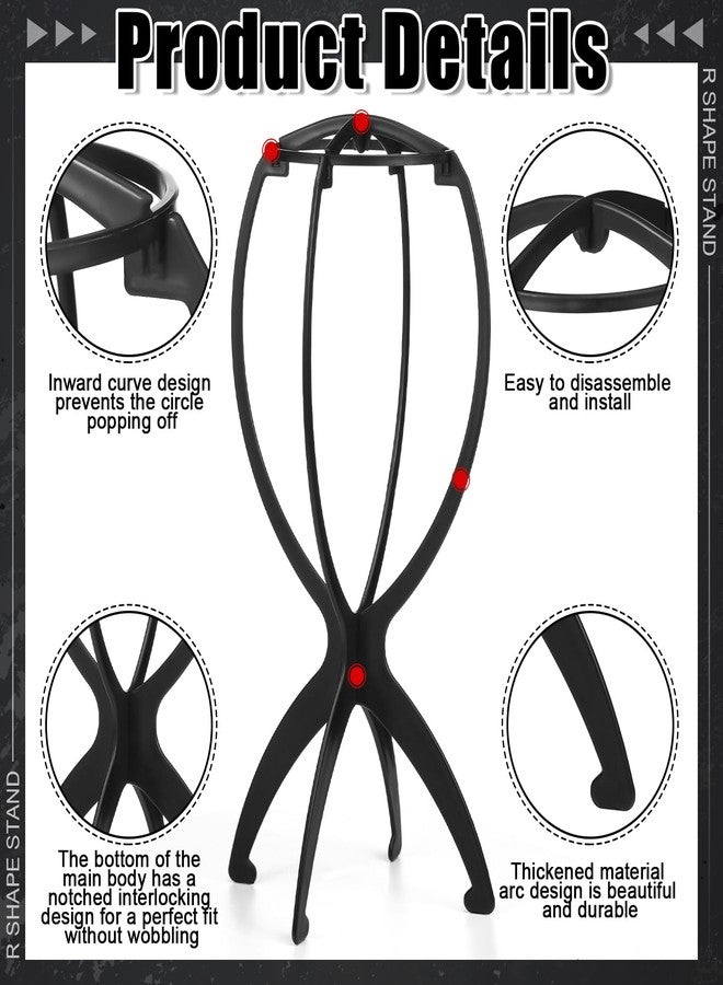 ProSuites 2 Pack Wig Stand with 2Pcs Wig Dust Bag, Travel Wig Head Stand Holder for Women Multiple Wigs Styling, Black, Hair Length Under 40cm/15.74in - Image 4